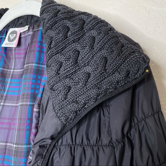 ROXY Puffer Winter Jacket w. Cable Knit Collar - M - Picture 7 of 10